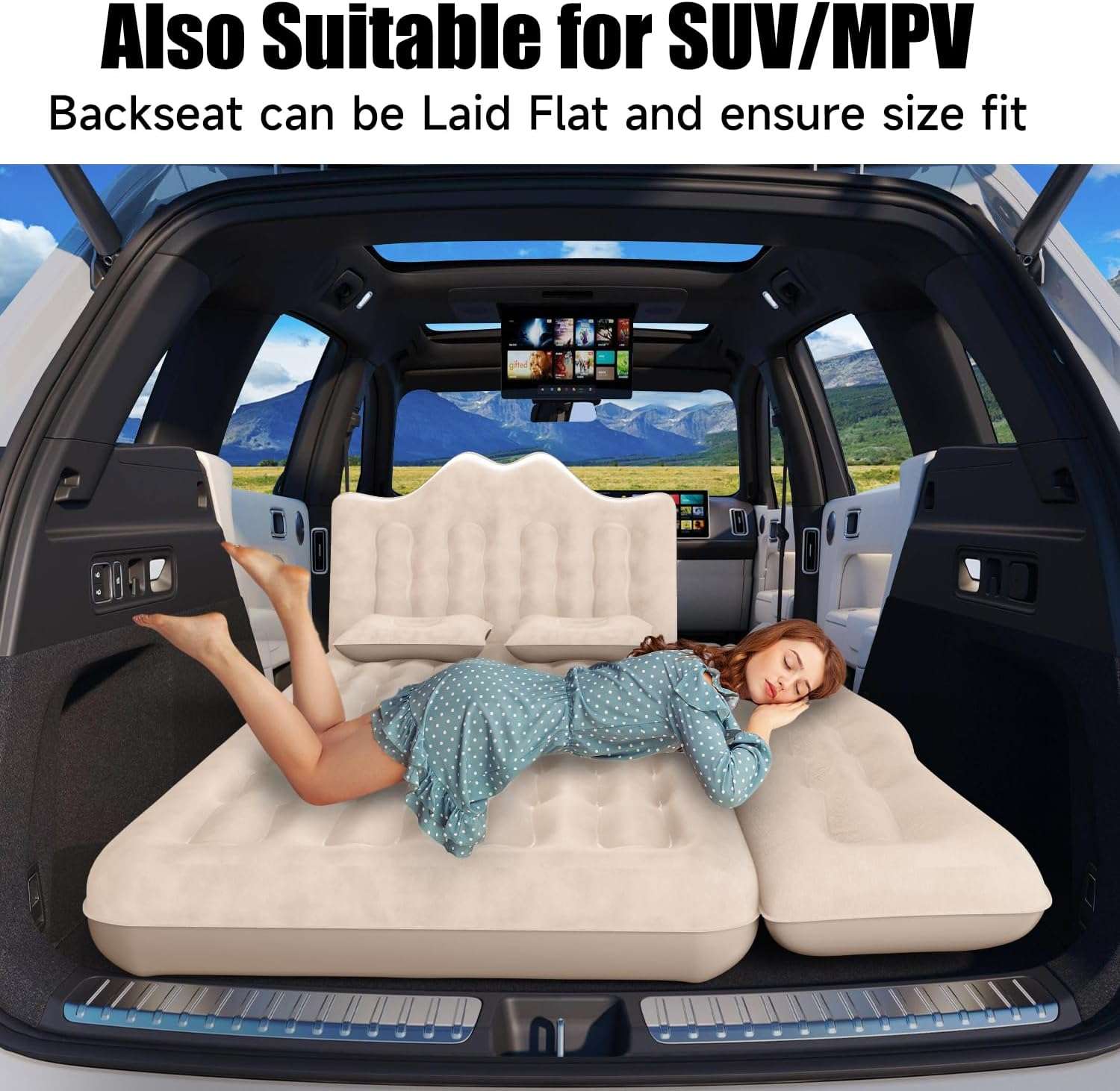 Dikasun Backseat Air Mattress 30.31" Width Beige Inflatable SUV Truck