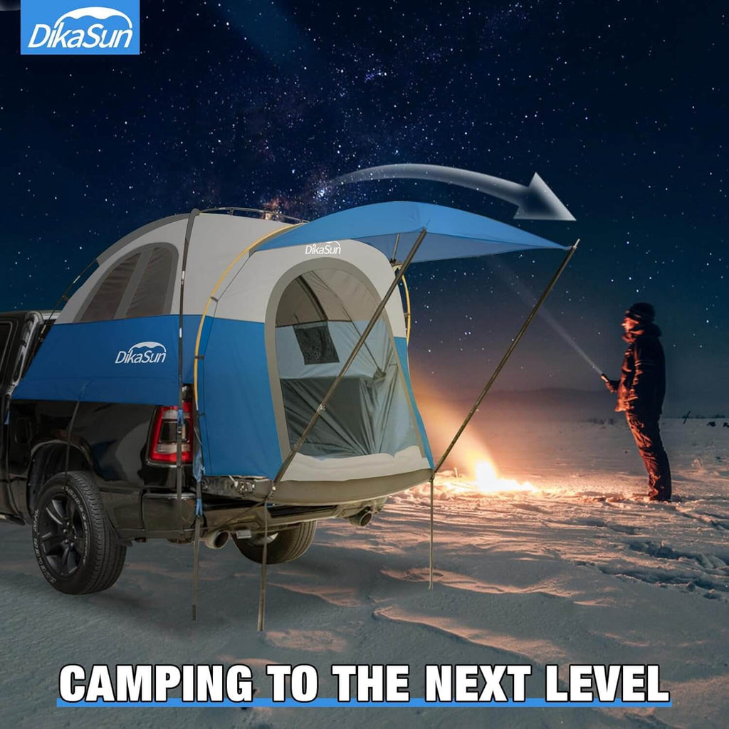 Dikasun Pickup Truck Bed Tent 5.5-6.7ft Blue Double-Layer Camping