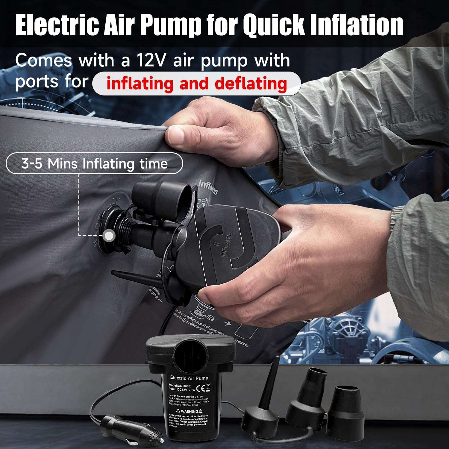 Dikasun Backseat Air Mattress 35.4" Width Grey Inflatable SUV Truck Car