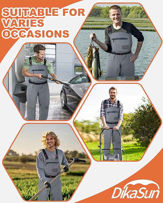 Dikasun Stocking Foot Chest Waders 4-Layer Breathable Fly Fishing Men Women