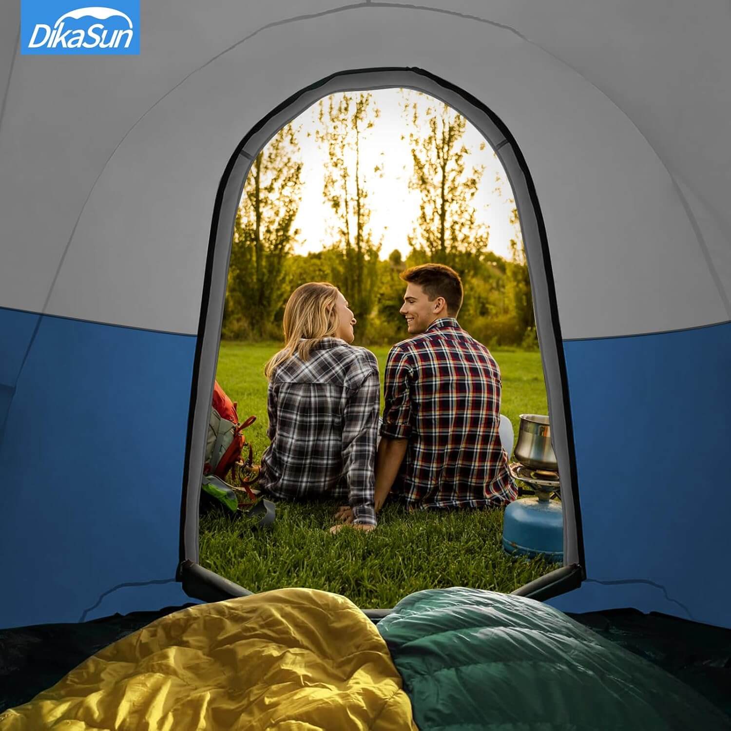 Dikasun Pickup Truck Bed Tent 5.5-6.7ft Blue Double-Layer Camping