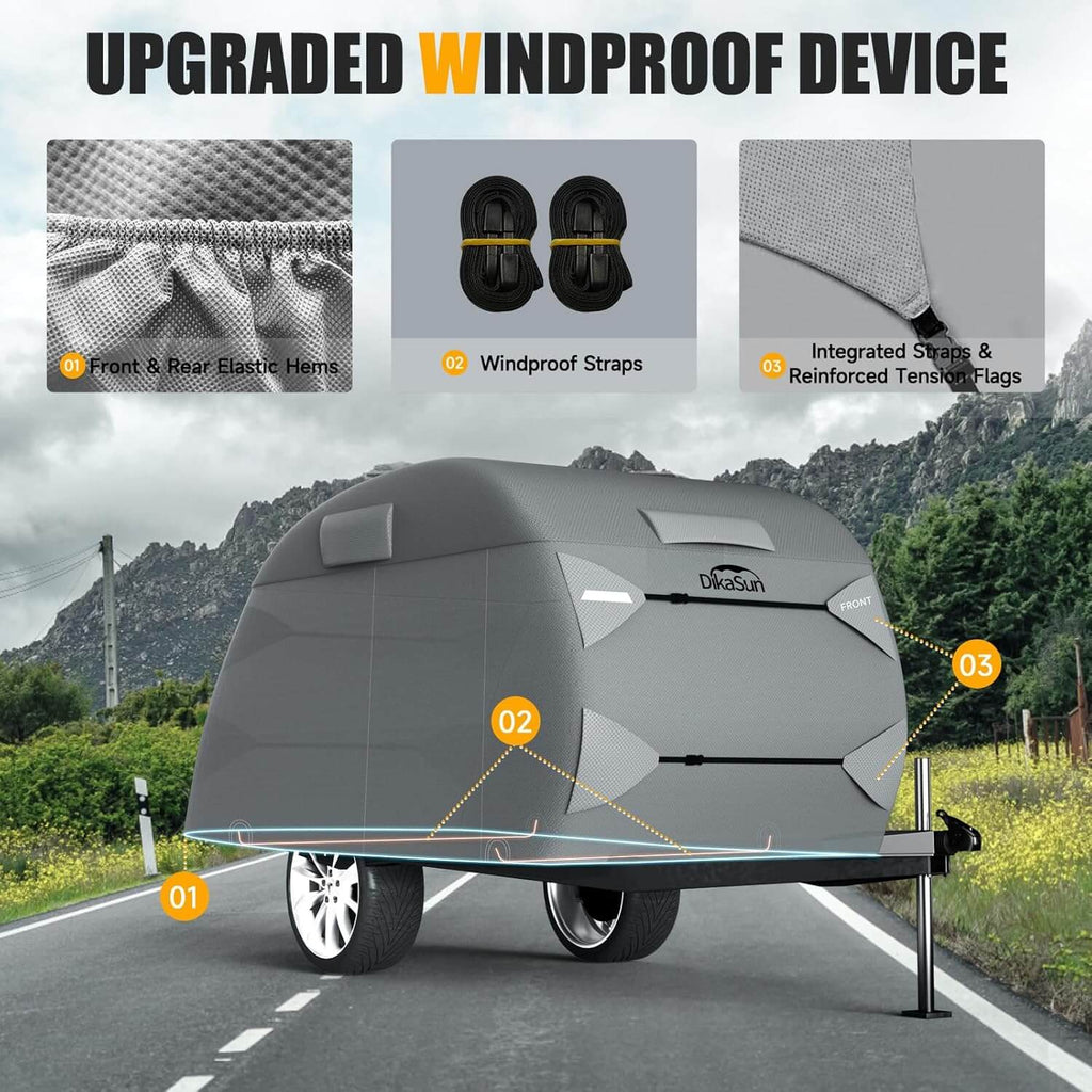 Dikasun Teardrop Trailer Cover 7-Layer Waterproof Camper Protection