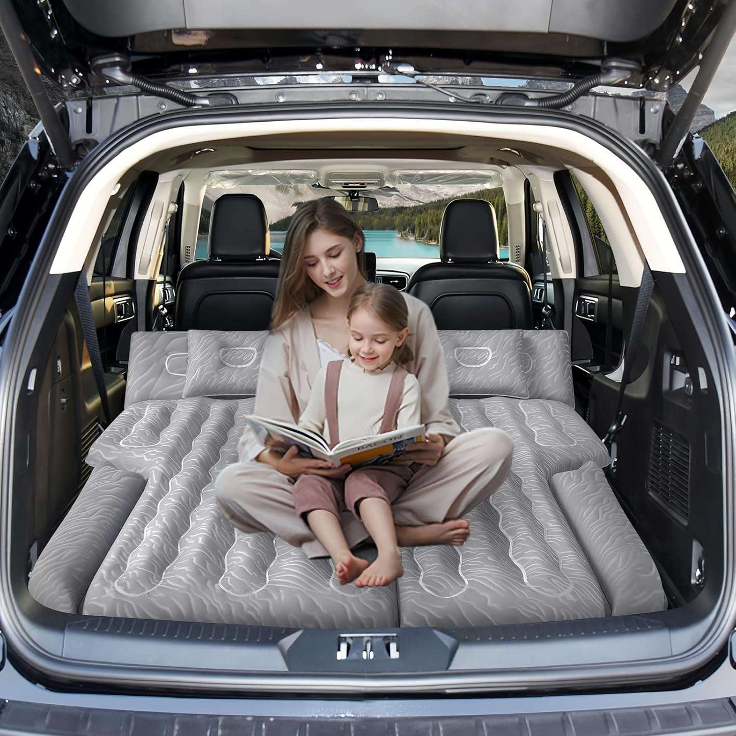 Dikasun 63in SUV Air Mattress Grey PVC Flocking Quick Inflate Camping
