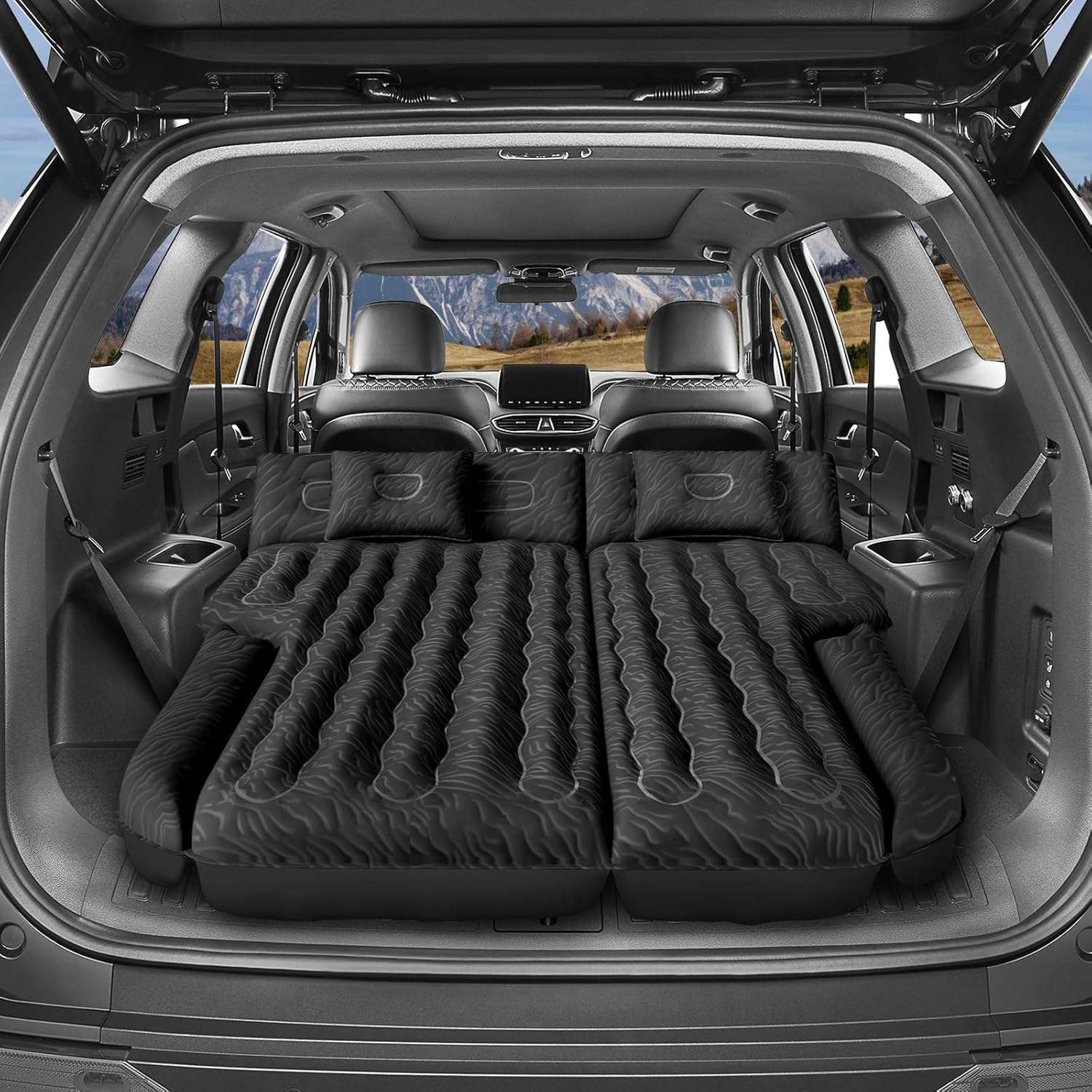 Dikasun SUV Air Mattress 63in Black PVC Flocking Inflatable Sleep Pad