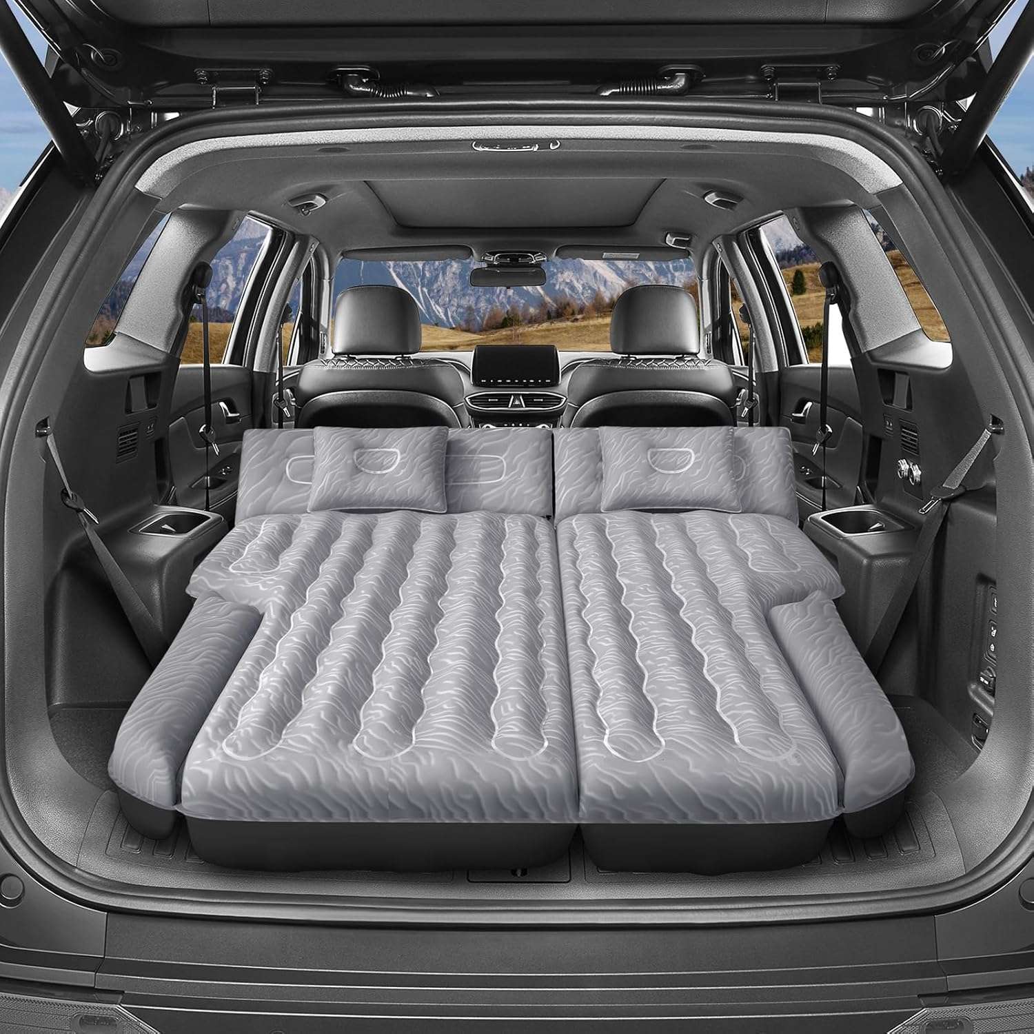 Dikasun 63in SUV Air Mattress Grey PVC Flocking Quick Inflate Camping