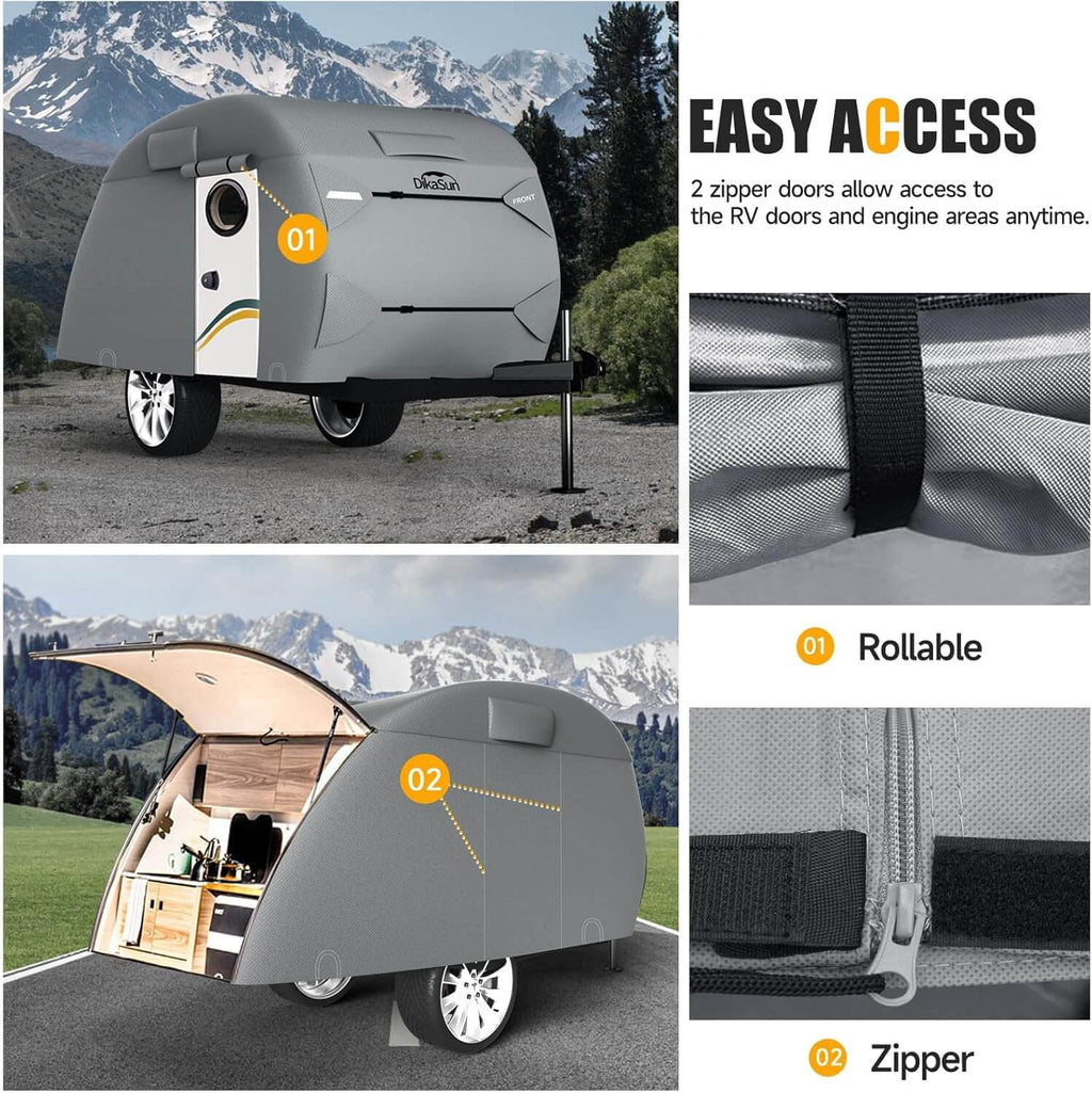 Dikasun Teardrop Trailer Cover 7-Layer Waterproof Camper Protection
