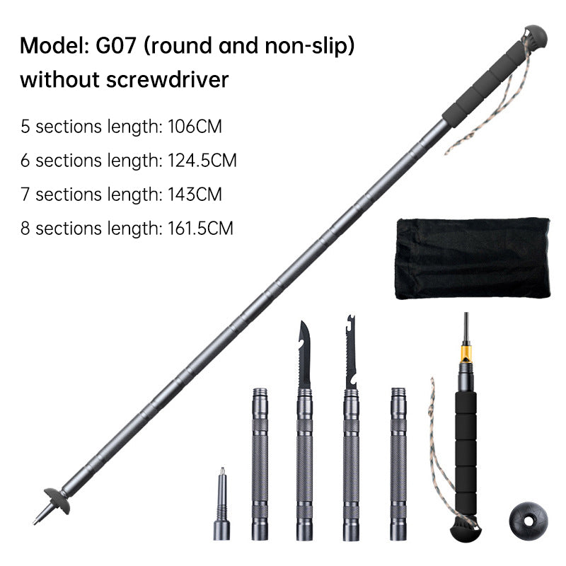 Folding Telescopic Adjustable Tactical Walking Stick Self Defense Hiking