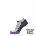 GRIP6 8 Pack Merino Wool Ankle Running Socks Midweight Purple USA Made
