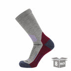 GRIP6 8 Pack Merino Wool Crew Socks Midweight Arch Support Trail Hiking