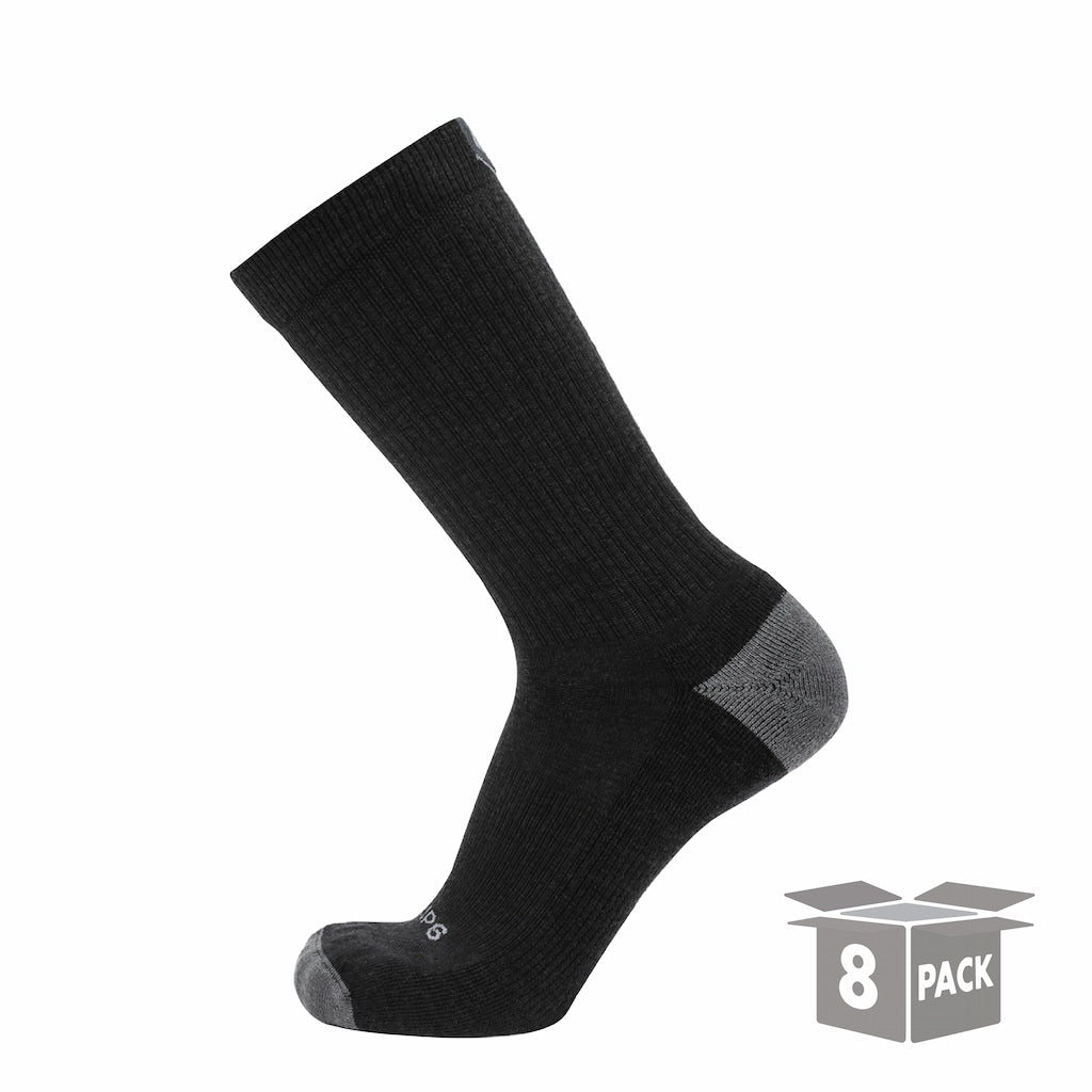 GRIP6 8 Pack Merino Wool Crew Casual Dress Socks Midweight Charcoal USA