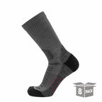 GRIP6 8 Pack Merino Wool Crew Hiking Socks Midweight Cushion Gray USA Made