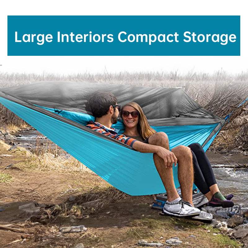 Double Nylon Camping Hammock Lightweight Portable Tree Straps Backpacking