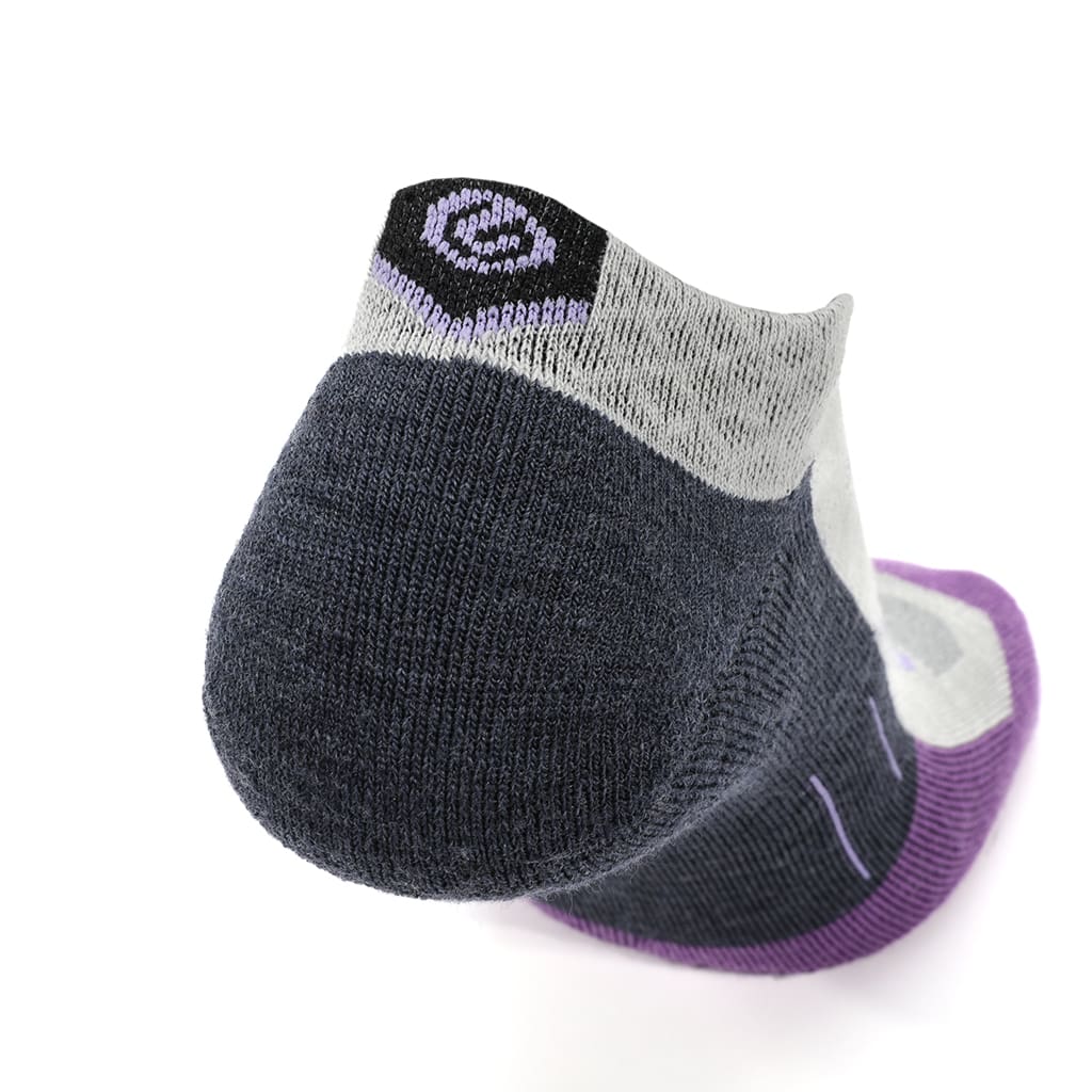 GRIP6 Merino Wool Ankle Running Sock Midweight Anti-Blister Purple USA Made