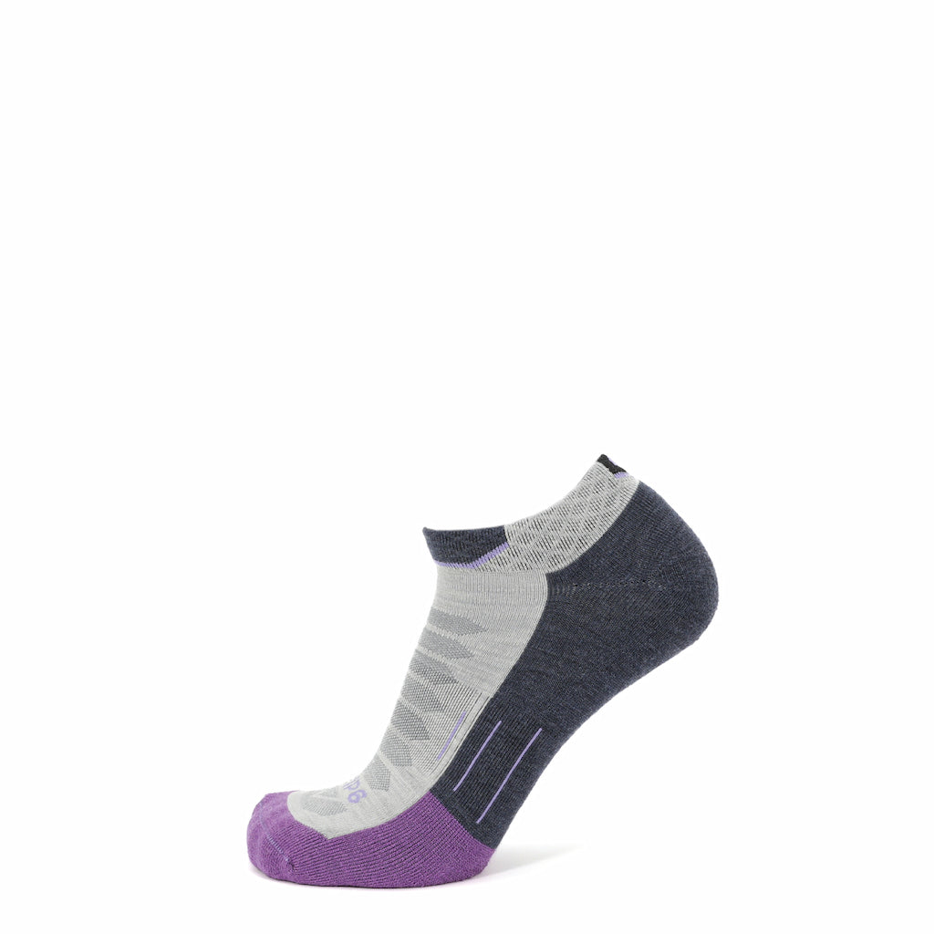 GRIP6 3 Pack Merino Wool Ankle Running Socks Midweight Anti-Blister Purple USA