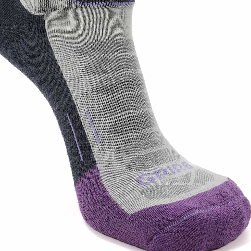 GRIP6 8 Pack Merino Wool Ankle Running Socks Midweight Purple USA Made