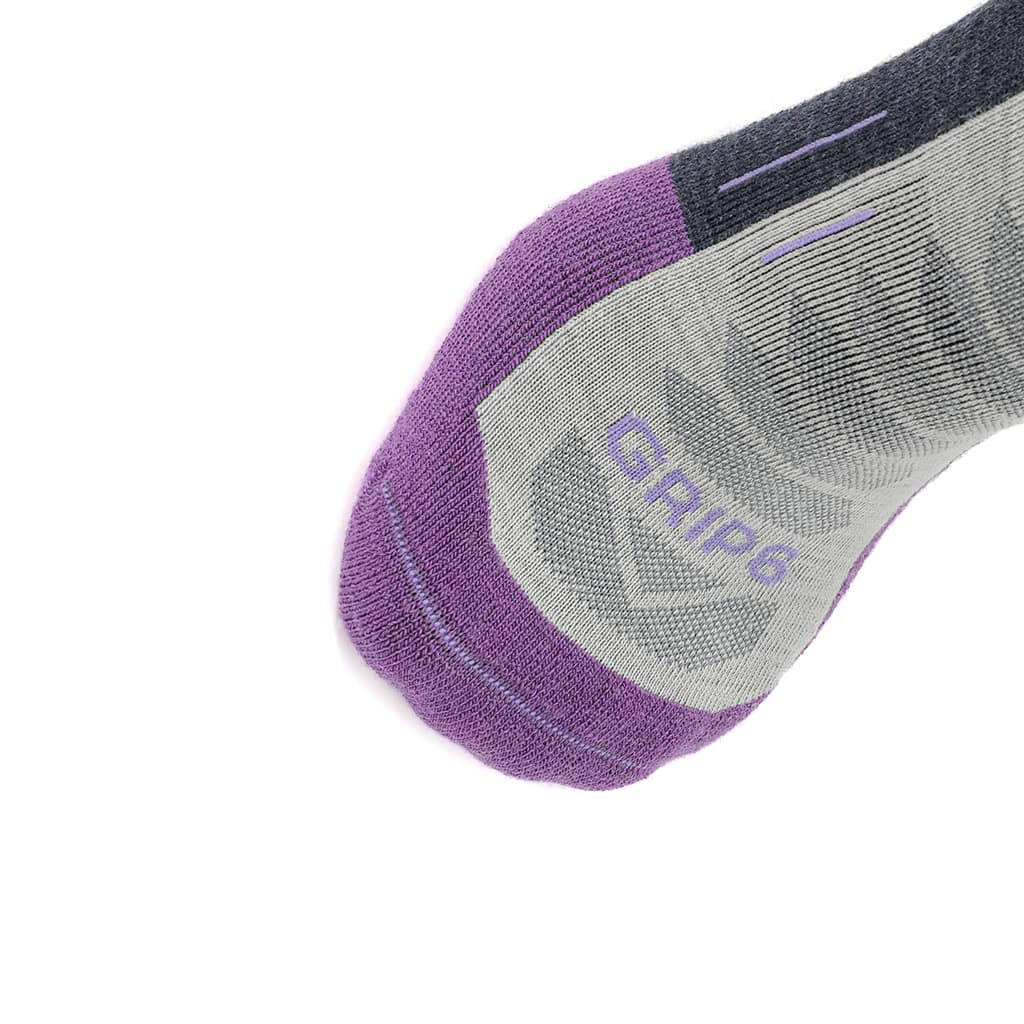GRIP6 3 Pack Merino Wool Ankle Running Socks Midweight Anti-Blister Purple USA