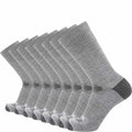 GRIP6 8 Pack Merino Wool Crew Casual Dress Socks Midweight Gray USA Made