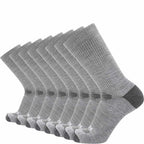GRIP6 8 Pack Merino Wool Crew Casual Dress Socks Midweight Gray USA Made
