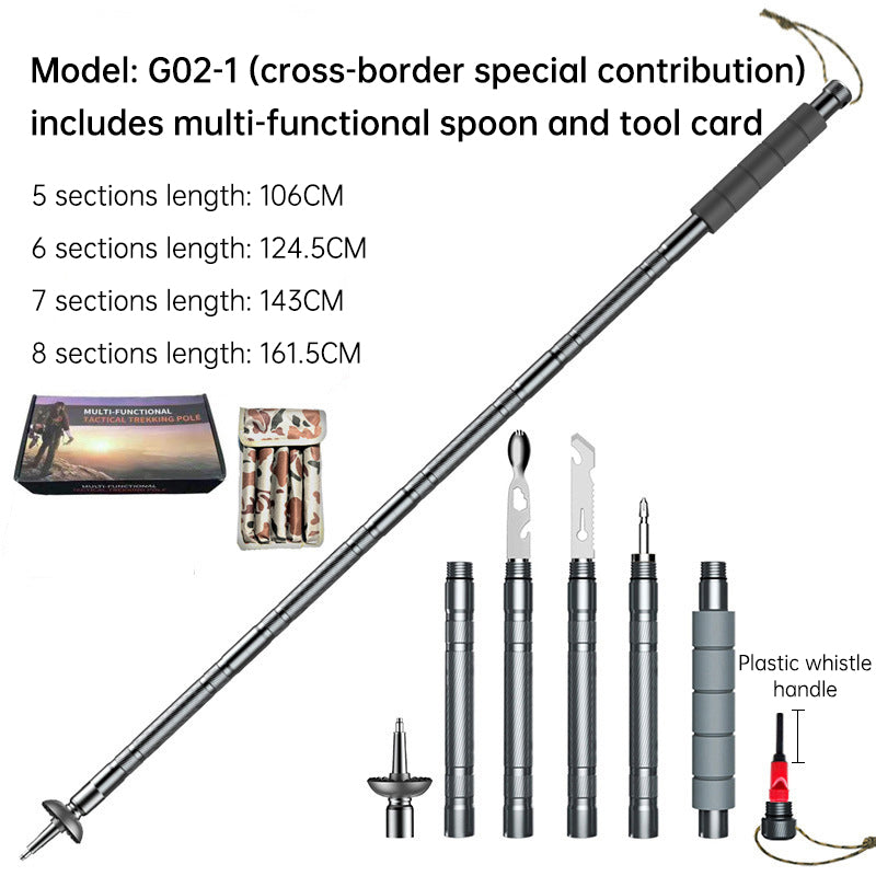 Folding Telescopic Adjustable Tactical Walking Stick Self Defense Hiking
