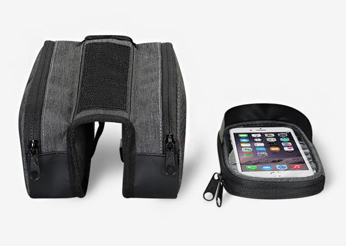 Bicycle Top Tube Phone Bag 6.5in Touchscreen Front Frame Mount Cycling