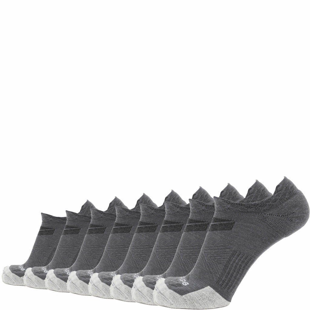 GRIP6 8 Pack Merino Wool No Show Running Socks Runweight Gray USA Made
