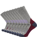 GRIP6 8 Pack Merino Wool Crew Socks Midweight Arch Support Trail Hiking