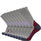 GRIP6 8 Pack Merino Wool Crew Socks Midweight Arch Support Trail Hiking