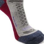 GRIP6 3 Pack Merino Wool Crew Hiking Socks Midweight Cushion Berry USA Made