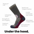GRIP6 8 Pack Merino Wool Crew Socks Midweight Arch Support Trail Hiking