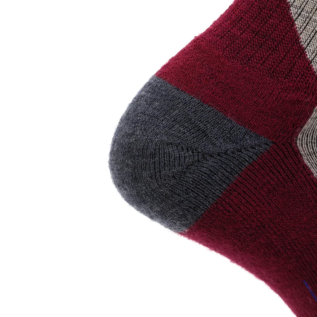 GRIP6 Merino Wool Crew Hiking Sock Midweight Moisture Wicking Berry USA Made