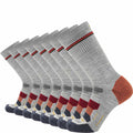 GRIP6 8 Pack Merino Wool Crew Hiking Socks Lightweight Cushion Orange USA