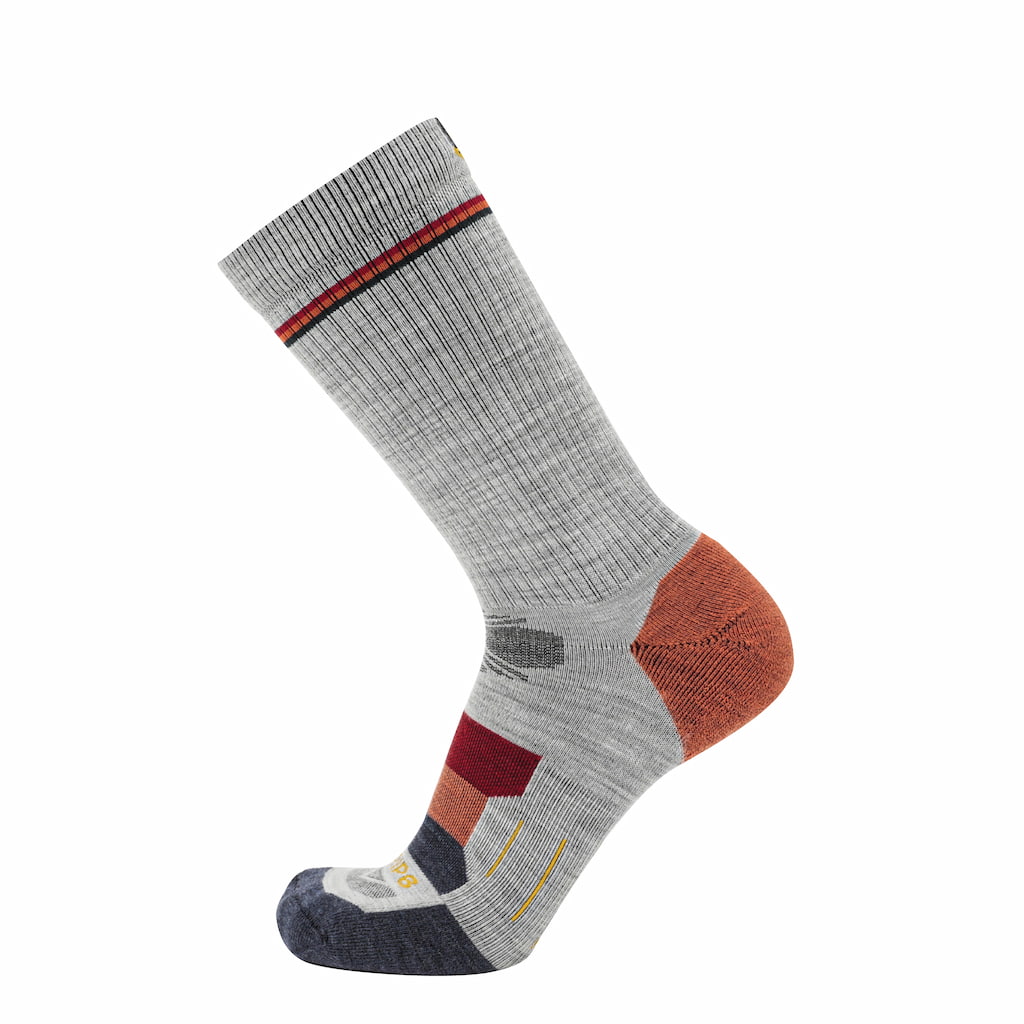 GRIP6 Merino Wool Crew Hiking Sock Lightweight Moisture Wicking Orange USA