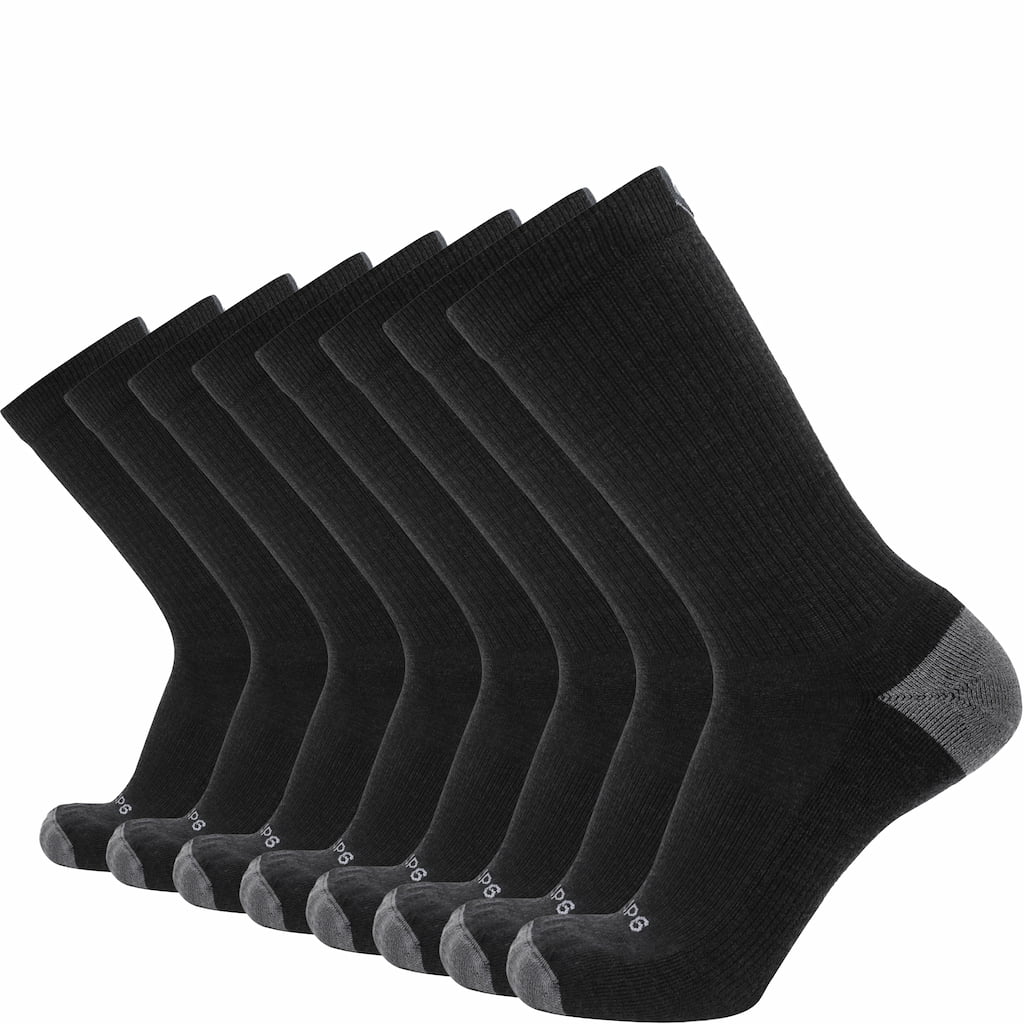 GRIP6 8 Pack Merino Wool Crew Casual Dress Socks Midweight Charcoal USA