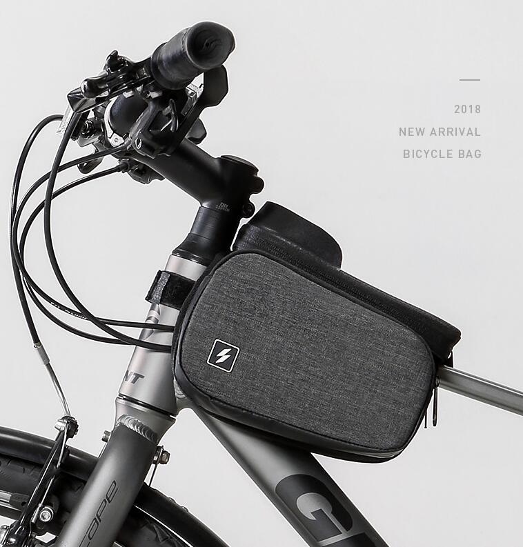 Bicycle Top Tube Phone Bag 6.5in Touchscreen Front Frame Mount Cycling