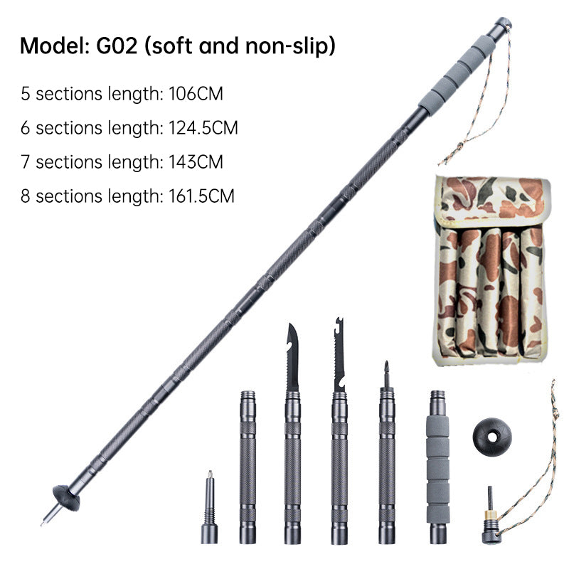 Folding Telescopic Adjustable Tactical Walking Stick Self Defense Hiking