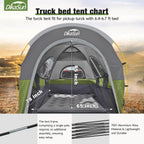 Dikasun 5.5-6.7ft Pickup Truck Bed Tent Green Double-Layer Camping