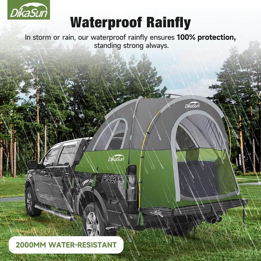 Dikasun 5.5-6.7ft Pickup Truck Bed Tent Green Double-Layer Camping