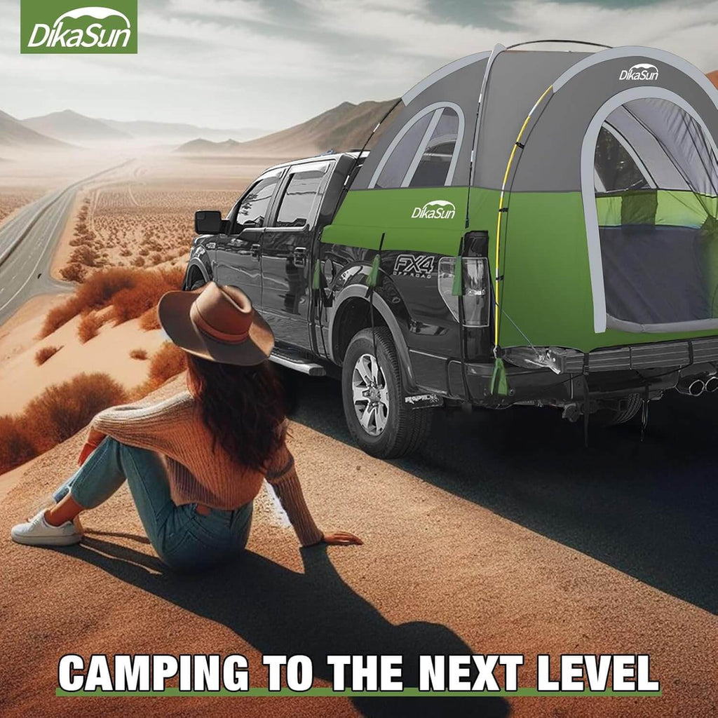 Dikasun 5.5-6.7ft Pickup Truck Bed Tent Green Double-Layer Camping