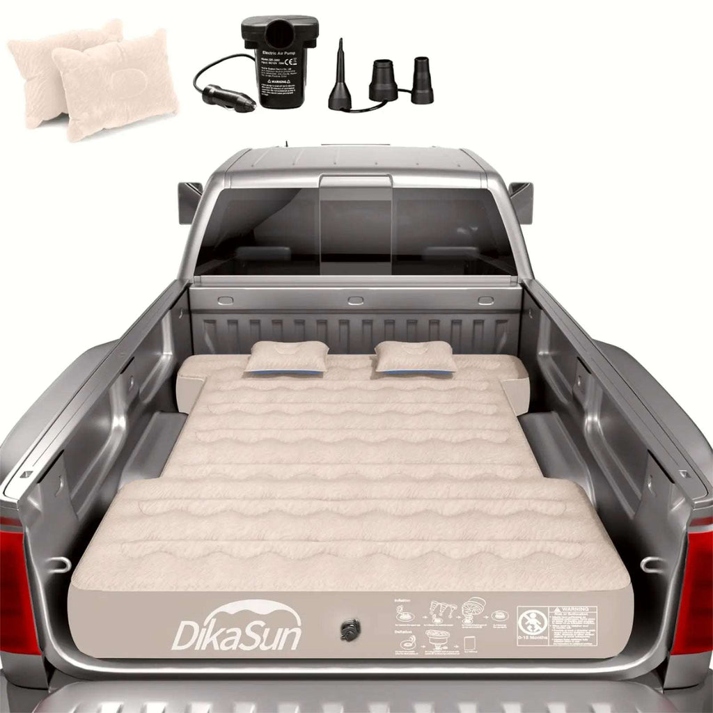 Dikasun Pickup Truck Bed Air Mattress 5.5-5.8ft Beige PVC Flocking