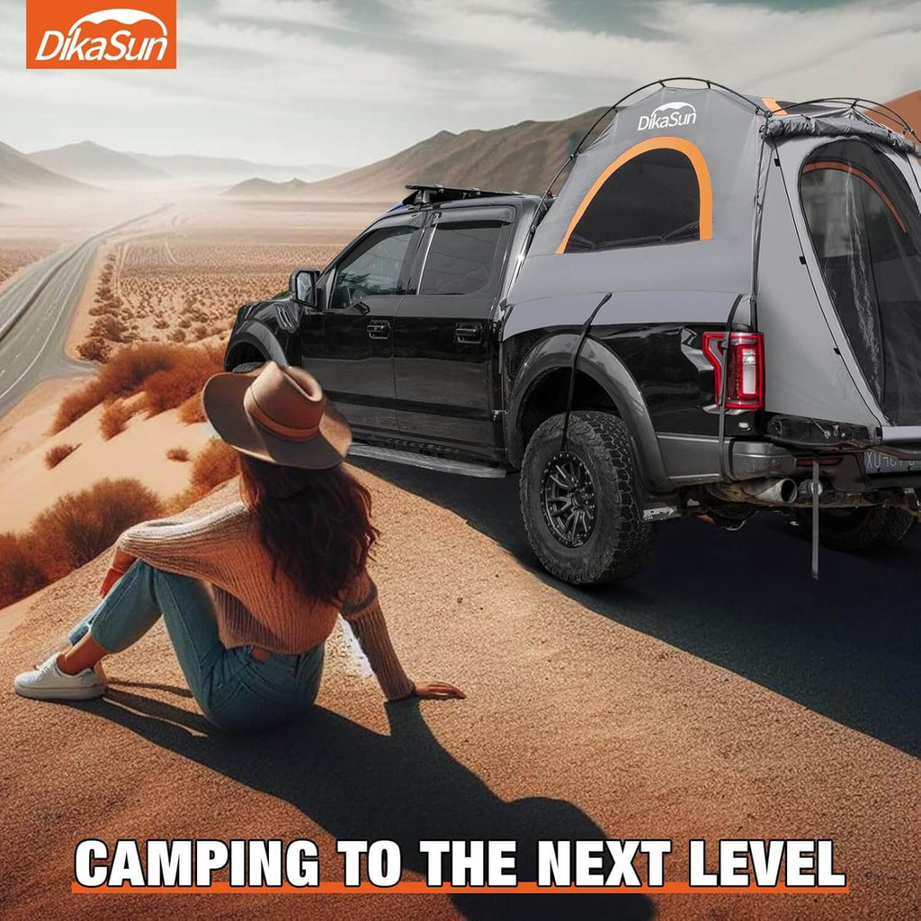 Dikasun Pickup Truck Bed Tent 5.5-6.7ft Gray Double-Layer Camping