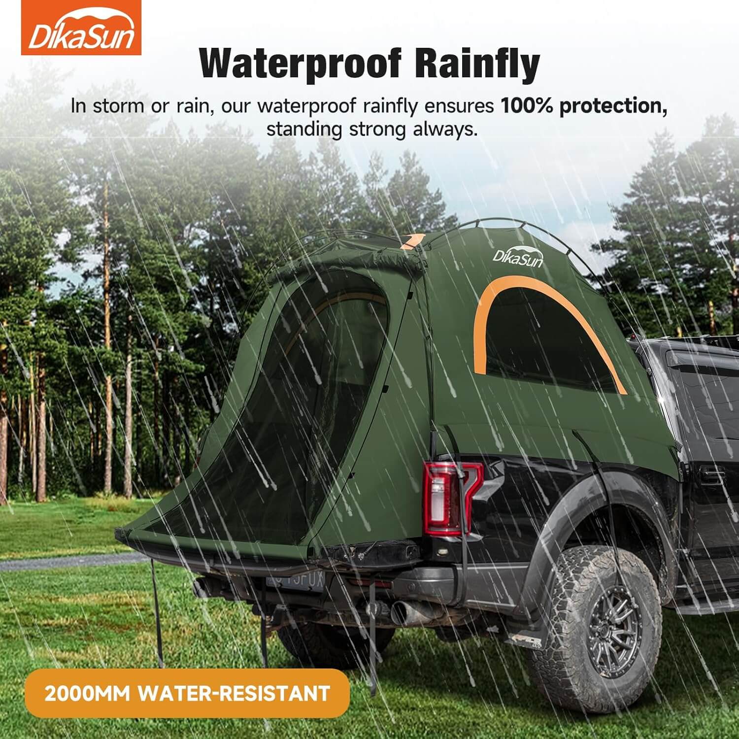 Dikasun Pickup Truck Bed Tent 5.5-6.7ft Green Double-Layer Camping