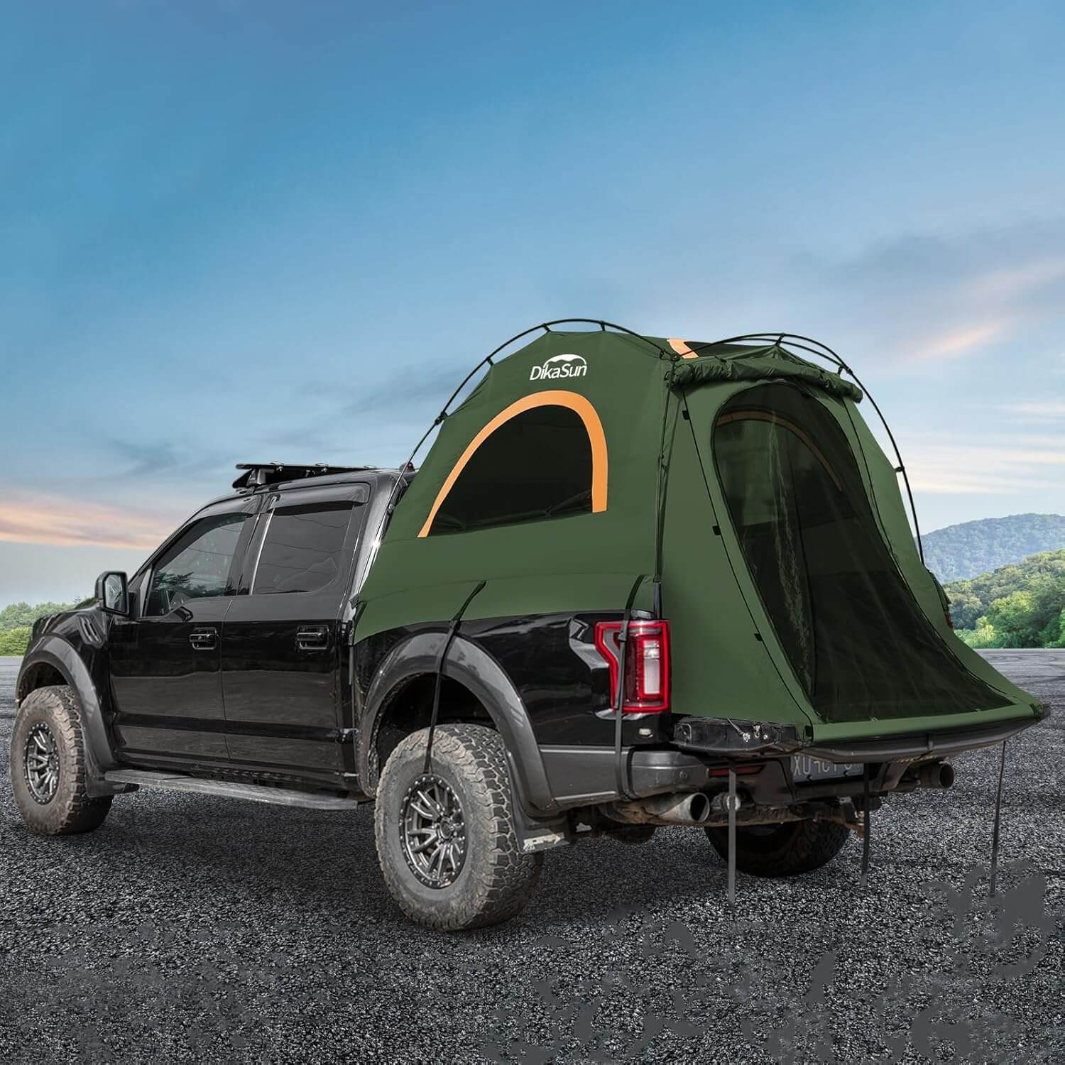 Dikasun Pickup Truck Bed Tent 5.5-6.7ft Green Double-Layer Camping