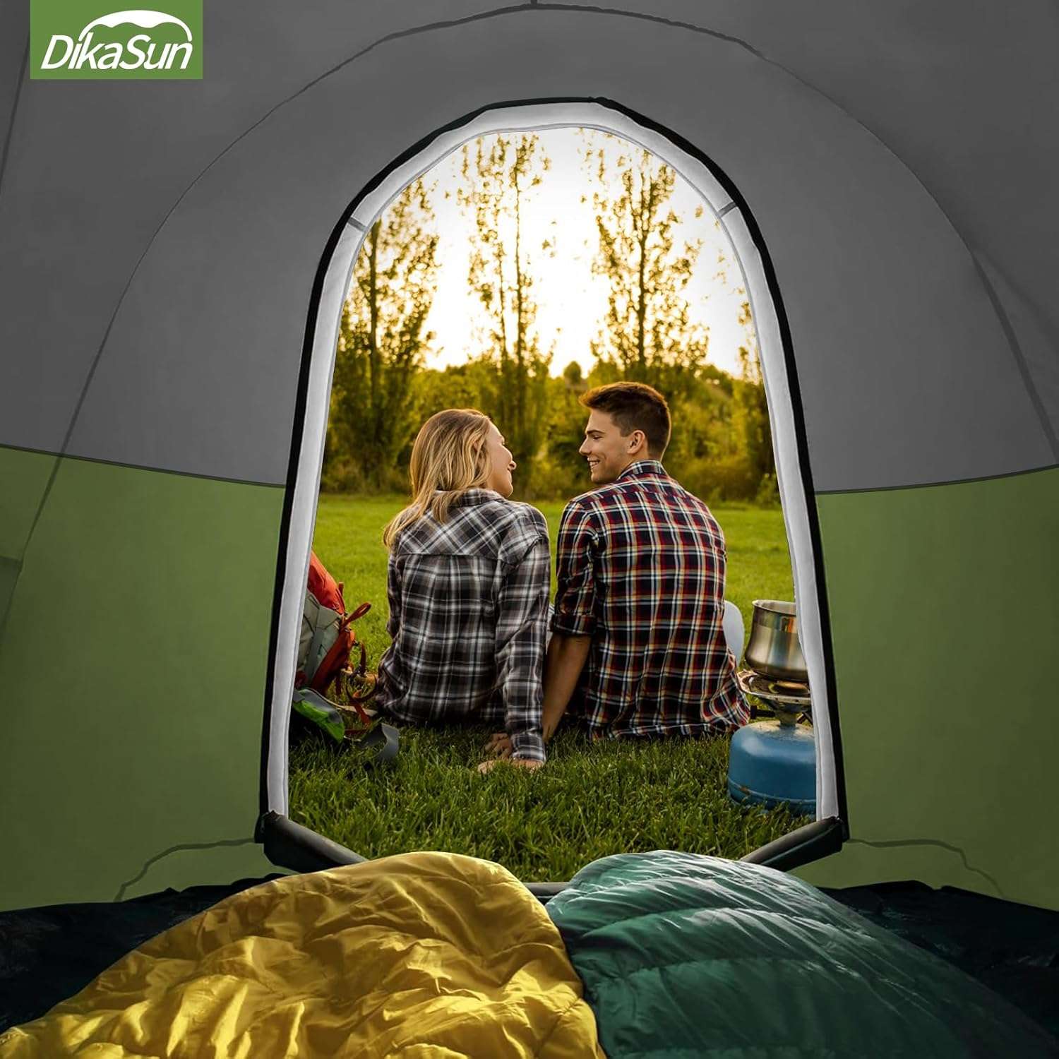 Dikasun Pickup Truck Bed Tent 5.5-6.7ft Green Double-Layer Camping