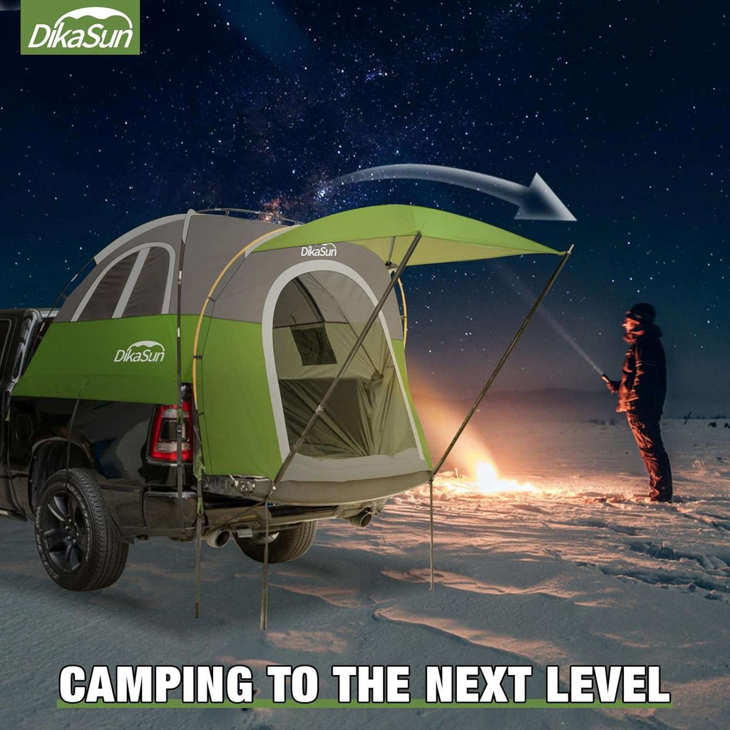 Dikasun Pickup Truck Bed Tent 5.5-6.7ft Green Double-Layer Camping