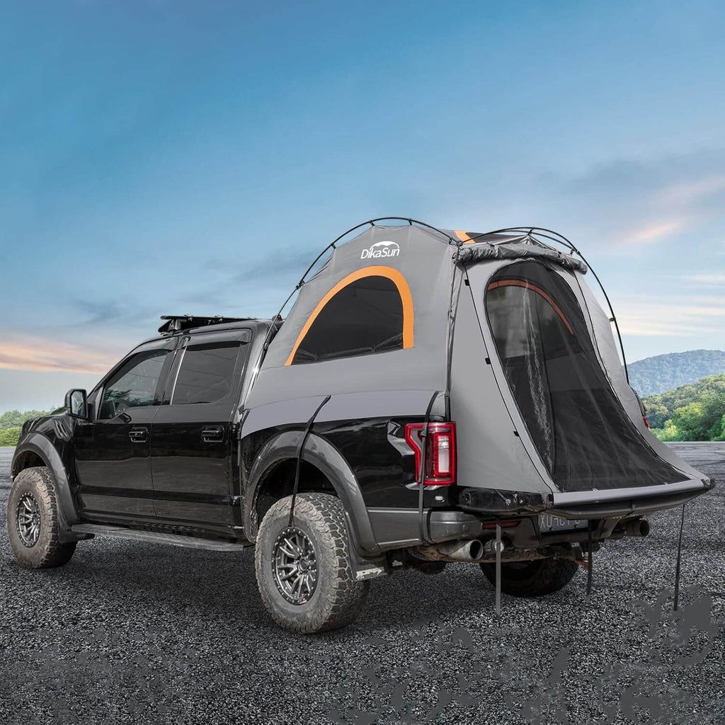 Dikasun Pickup Truck Bed Tent 5.5-6.7ft Gray Double-Layer Camping