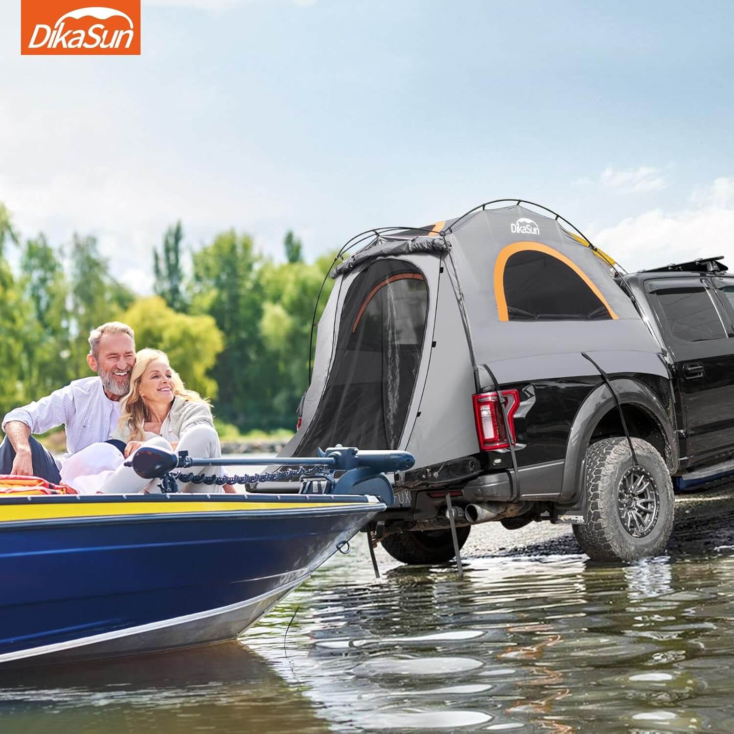 Dikasun Pickup Truck Bed Tent 5.5-6.7ft Gray Double-Layer Camping