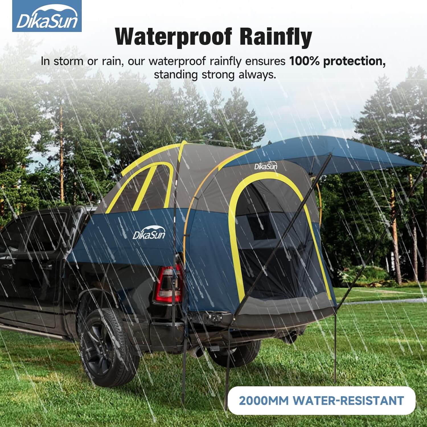Dikasun Pickup Truck Bed Tent 5.5-6.7ft Navy Double-Layer Camping