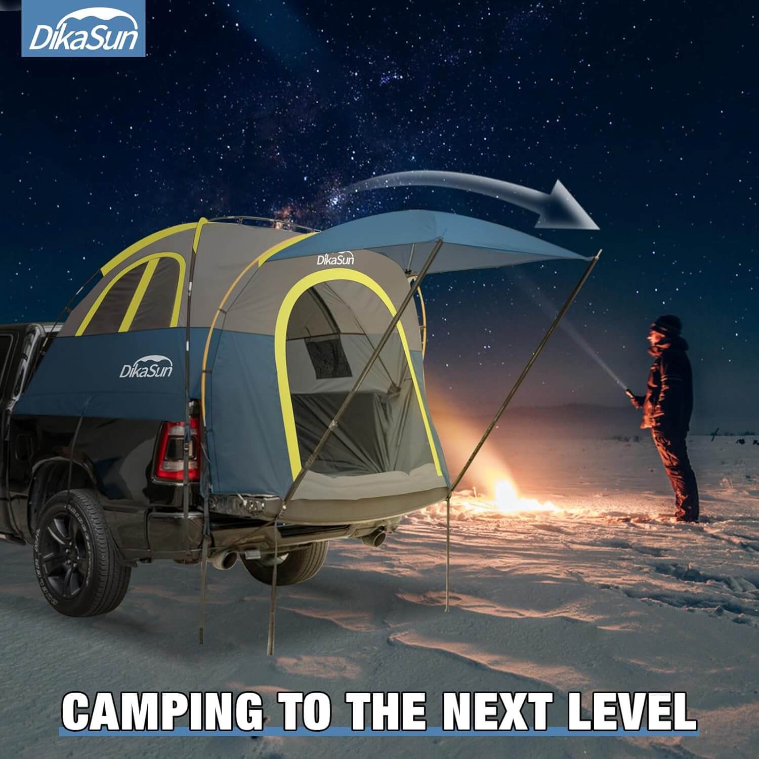 Dikasun Pickup Truck Bed Tent 5.5-6.7ft Navy Double-Layer Camping