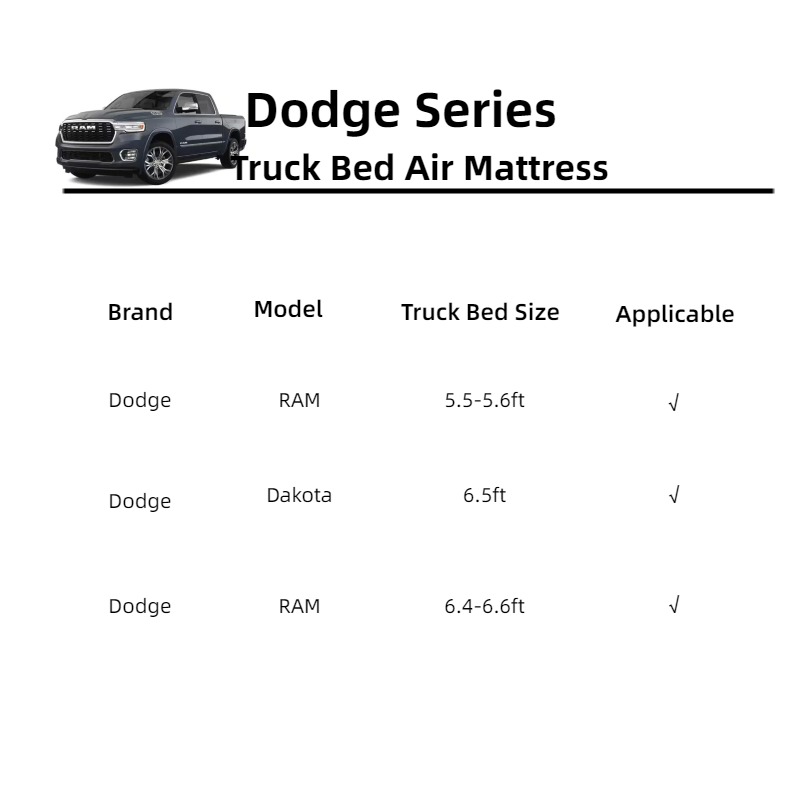Dikasun Dodge Truck Bed Air Mattress 5.5-5.8ft 6-6.5ft Grey PVC Camping