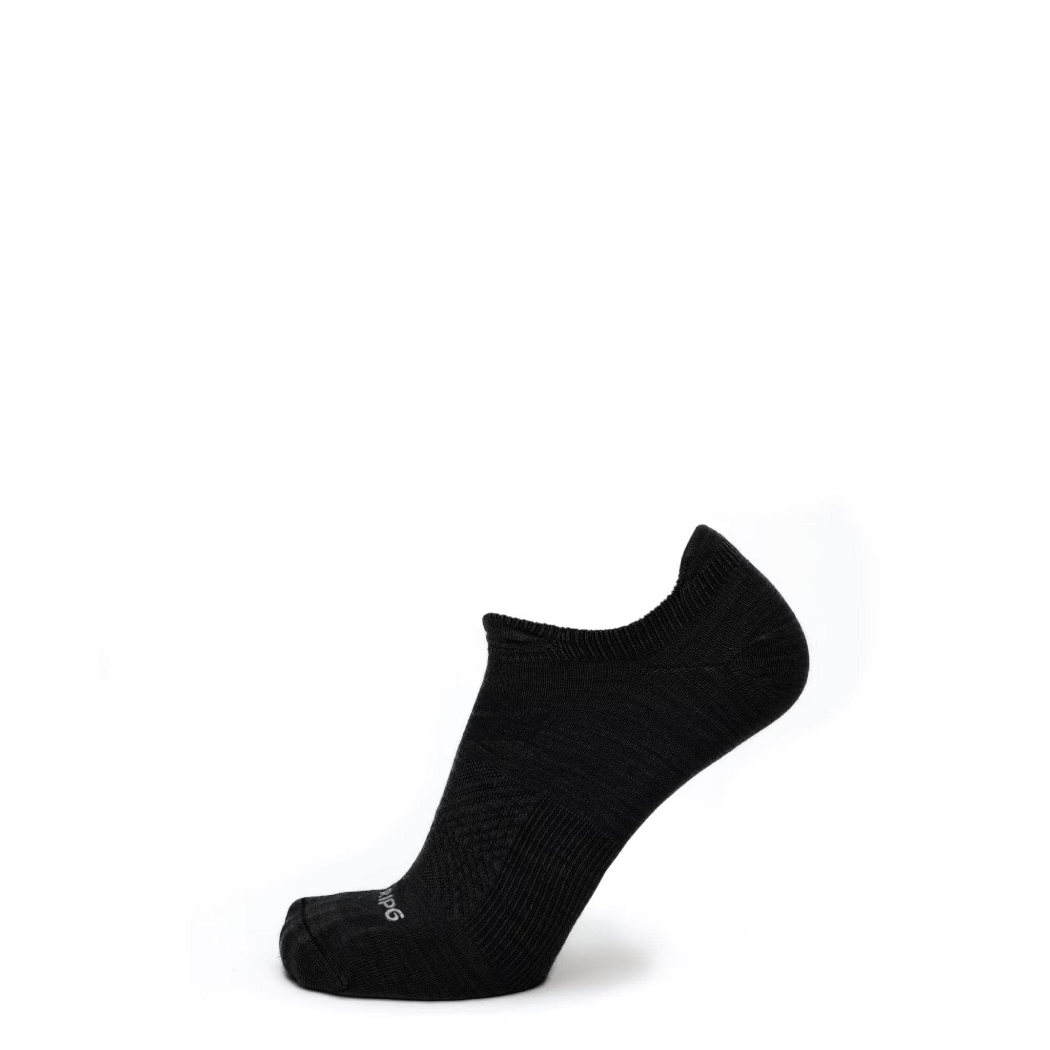 GRIP6 Merino Wool No Show Running Sock Ultralight Anti-Blister Black USA Made